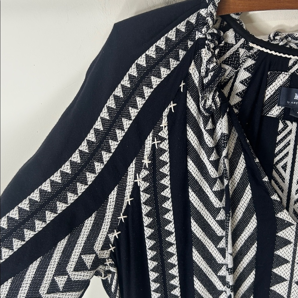 ANTHROPOLOGIE Dominique Tunic Dress Boho Black White Size Small Petite - Picture 10 of 16